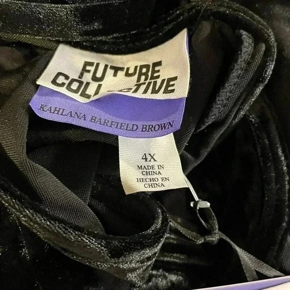 Future Collective Women Plus 4X Black Velour Party Dress Ruched Open Back NEW - Picture 3 of 9